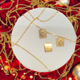 1 x  RVS 304 Zon maan sterren Bedeltje Real 18K Gold Plated, 22 x 17 x 2mm, Oogje: 1,5mm