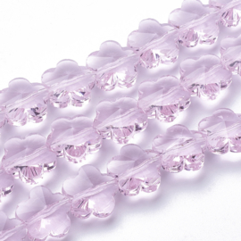 2 x Bloem facet crystal glas kralen 13 x 13,5 x 8,5mm gat: 1mm Plum Blossem Pearl Pink