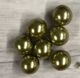 25 x mooie groen gouden glasparels 10mm gat 1mm