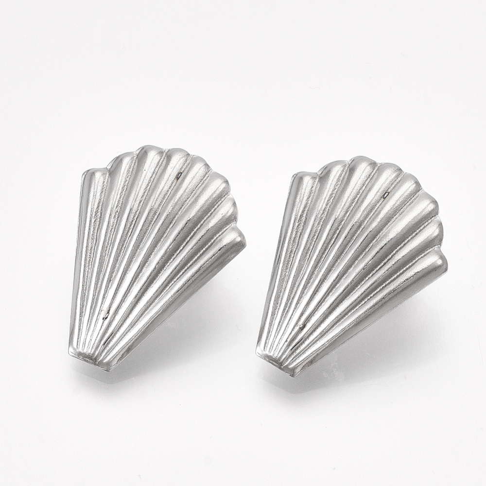 2 x oorbelsteker schelp – ca. 26 x 20,5 mm – oogje: 3 mm – steker: 0,8 mm – 304 roestvrij staal – rvs kleur