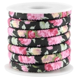 20 cm Trendy gestikt koord 6x4mm Vintage black - rose