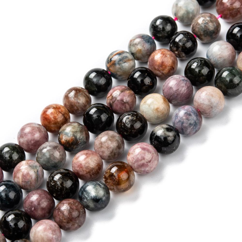 10 x edelsteen kralen van Toermalijn – 8 mm – gemixte kleuren – gat ca. 1 mm