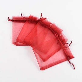 c.a. 100 stuks organza zakjes 8 x 10cm bordeaux rood 