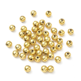 25 x Metaallook acryl kralen 6 mm – gat 1 mm – goudkleur