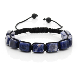 Verstelbaar Edelsteen Blauwe Sodalite Armbandje met Schuifknoop