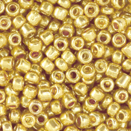 20 gram Glaskralen Rocailles 8/0 (3mm) Metallic shine gold