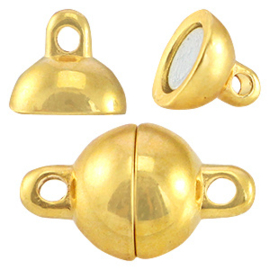 1 x DQ metaal magneetslot ball 8mm Goud (nikkelvrij)