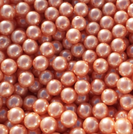 25 x glasparels kleur peach zalm roze 10 mm gat  1 mm