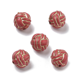 10 x Acryl kralen bloem 11 mm – gat 1,8 mm – indian red/goudkleur