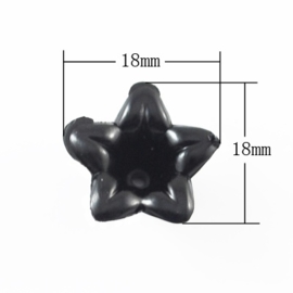 10  x acryl bloem kelk kralen 18 x 18 x 12mm, Gat: 2mm zwart