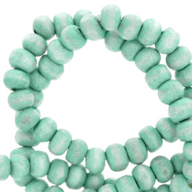 20 x Houten kralen rond 10mm Light turquoise