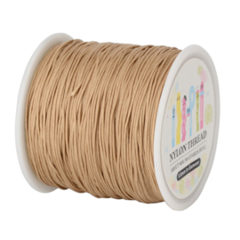 1 rol 90 meter gevlochten nylon koord, imitatie zijden draad 0,8mm Burly Wood