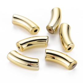 5 x Acryl kralen tube  goud ca. 34 x 11,5mm (gat Ø 3,5mm)