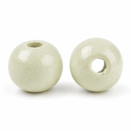 20 x Houten kralen rond 8 x 7 mm – gat 2 mm – Floral White