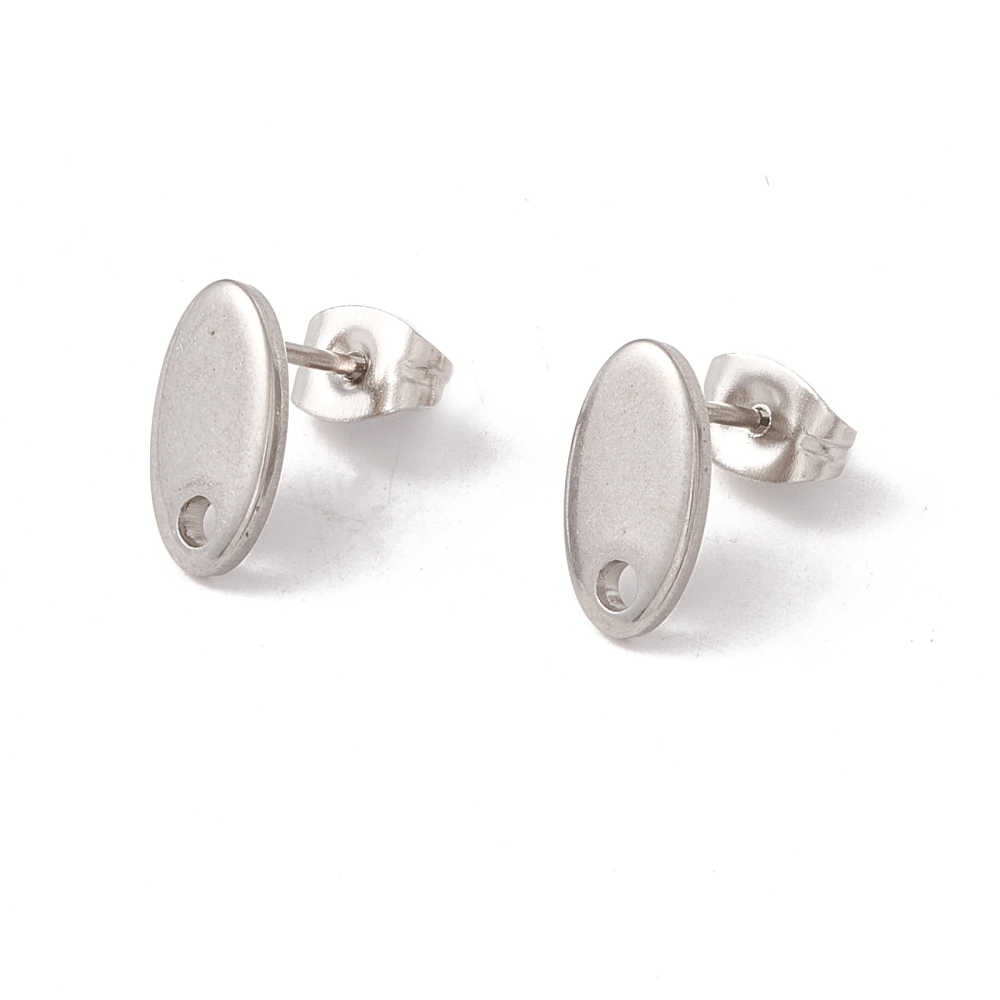 2 x oorbelsteker ovaal – ca. 11 x 6 mm – oogje: 1,6 mm – steker: 0,8 mm – rvs – roestvrijstaal kleur