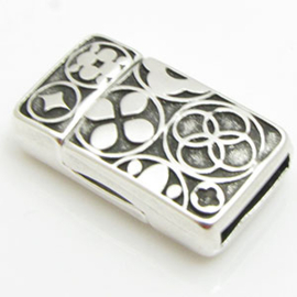 1 x DQ metaal magneet sluiting ca. 24 x 13,5 x 7mm Ø 10 x 2mm antiek zilverkleur (Nikkelvrij)