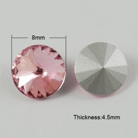 2 x Puntsteen Rivoli Preciosa  SS39 Setting c.a. 8 x 4,5 mm Roze