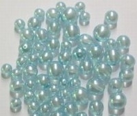 Glaskralen set transparant licht blauw met mooie parelmoer glans, 3 maten 10 mm, 8 mm en 6 mm  c.a. 60~70 gram