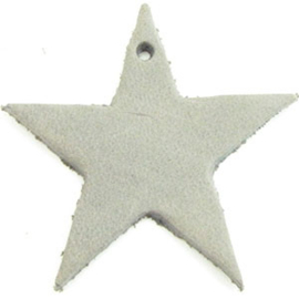 2 x DQ leer hanger ster 4,5 cm x 2 mm Grey Stone