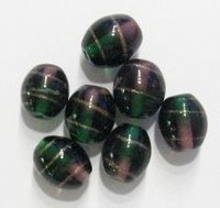 6x Glaskraal India ovaal paars/groen 14 mm