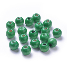 20 x  houten kralen groen 10mm gat: c.a. 3mm