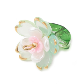 2 x Bloem bedel acryl 20,5 x 18 x 18,5 mm – gat 1,8 mm – Aquamarine