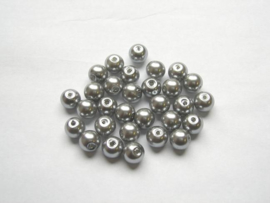 30 x prachtige glasparel 8mm gat: 1 mm licht grijs