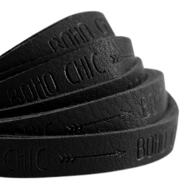 20 cm plat imi leer 10mm met quote - Boho Chic - Black ♥