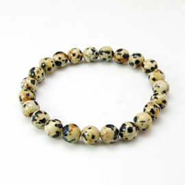 Armband met elastiek met Dalmatian Jasper kralen 6mm binnen diameter  5,2cm