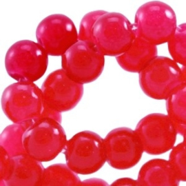 30 x Glaskralen opaal vintage 6 mm Raspberry wine red