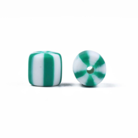 20 x handgemaakte polymeer klei kralen light sea green 6,5 x 6mm gat: 1,2mm column