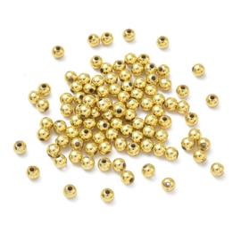 30 x Metaallook acryl kralen rond 4 mm – gat 1 mm – goudkleur