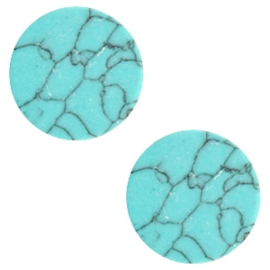 1 x Cabochon basic plat stone look 12mm Turquoise-black