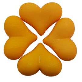 5 x Acryl kraal met hart licht Oranje 15 x 15 x 10 mm; Gat 2 mm
