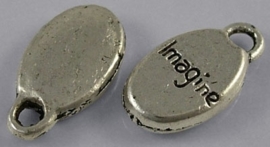 10 stuks Tibetaans zilveren bedeltjes "Imagine" 8,5 x 15,5 x 3mm gat 2,5 mm