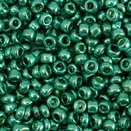 20 gram Glaskralen Rocailles 8/0 (3mm) Metallic shine ocean green