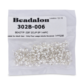 144  x  Beadalon DQ verzilverde kalotjes   0,70 mm, 2 Cup