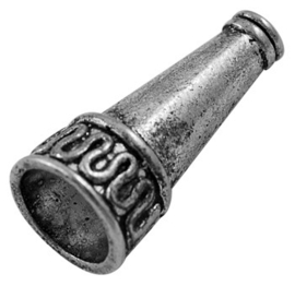 2 x  Metalen antiek zilveren buggle kralenkap 21,5 x 9,5mm gat: 2~7mm