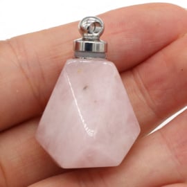 Gedenk hanger mini urn van  edelsteen Rose Quartz