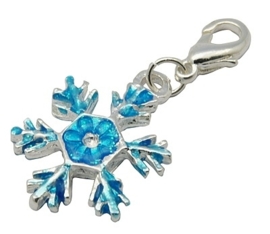 Clip On sneeuwvlok bedeltje met strass steentje 37mm lang bedel: 17 x 23 x 3,5mm gat: 3mm