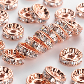 25 x Kristal Rondellen 10mm Rose gold Plated