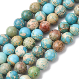 10 x Edelsteen kralen Imperial Jaspis 8 mm – gat 1 mm – Turquoise