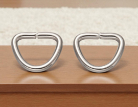 10 x stevige RVS open D-ringen – Tarnish Resistant 304 Stainless Steel – 9 x 11 x 1,5 mm – platinumkleur – binnenmaat ca. 7 x 6 mm