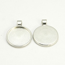 Camée of Cabochon setting houder 41 x 32 x 4mm Oogje:  4mm  tray Ø 30mm zilver kleur