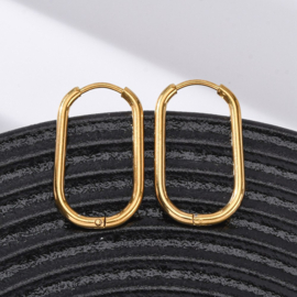 2 x 201 RVS creolen ovaal 25,5 x 15,5 mm – goudkleur (Real 18K Gold Plated)