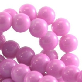 20 stuks  Keramische glaskralen 6mm	Licht roze paars gat: 1mm