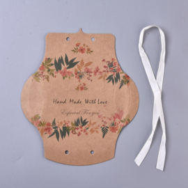 5 x Papieren gondel cadeau doosjes met lint bruin met bloemen