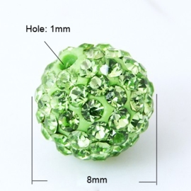 2 x prachtige Shamballa polymer clay strass ballen 8mm gat: 1mm Peridot