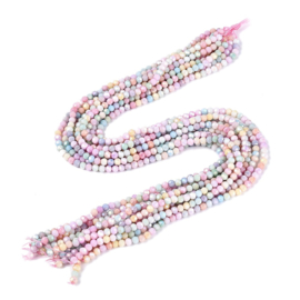 1 x Glaskralen streng facetgeslepen rond 4-4,5 x 3,9 mm – gat 0,8 mm – Mixed Color