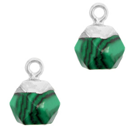 1 x Natuursteen hangers hexagon Green-silver Peacock stone